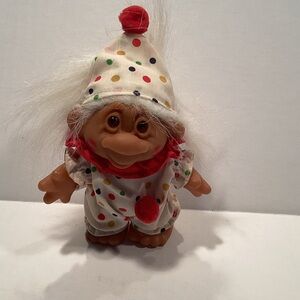 vintage retro DAM TROLL dressed as CLOWN toy figures